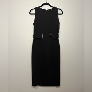 T Tahari Black Midi Dress with Belt Detail